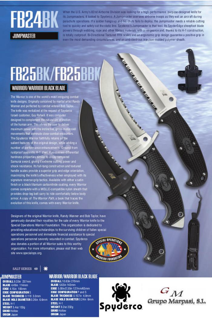 JUMPMASTER & WARRIOR COMBAT KNIVES Spyderco tactical knives military, FB24SBK Cutlery