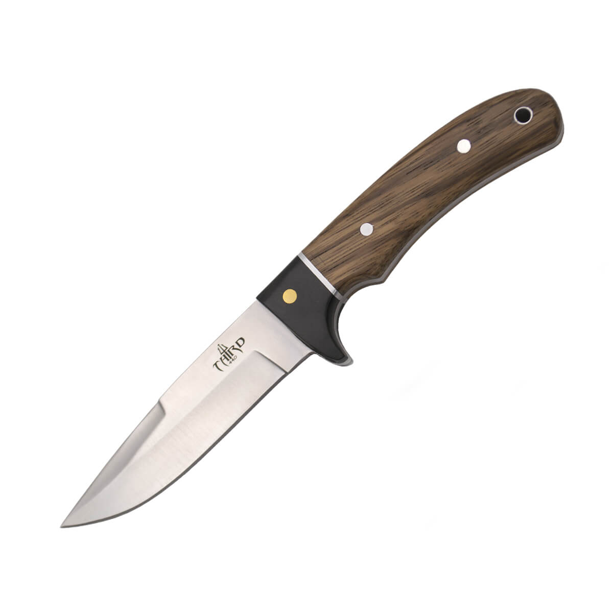 Cuchillo de caza con mango de madera de zebrano y hoja de acero 4...