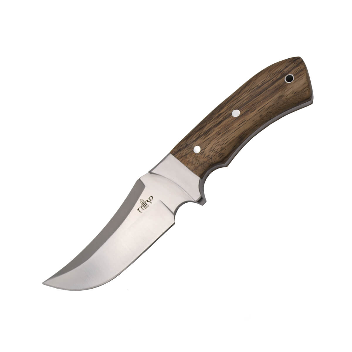 Cuchillo de caza enterizo con hoja de 12 cm y mango de madera de ...
