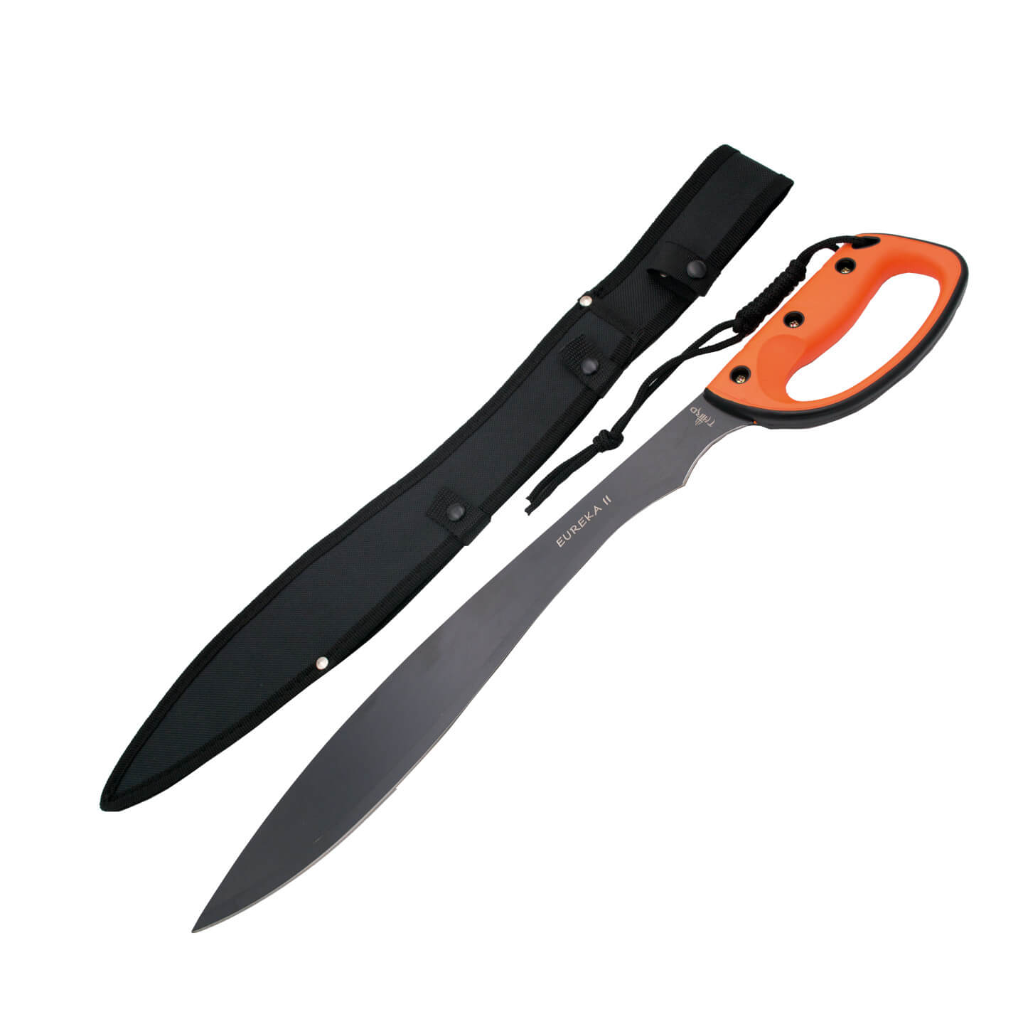 Machete cortacañas grande de 61.5 cm con hoja negra y mango de ABS y goma naranja S2020B