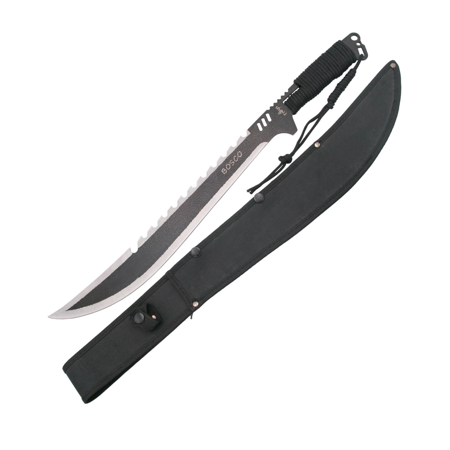 Machette coupe-canne avec lame noire de 48,5 cm et manche à fil noir S2013BK