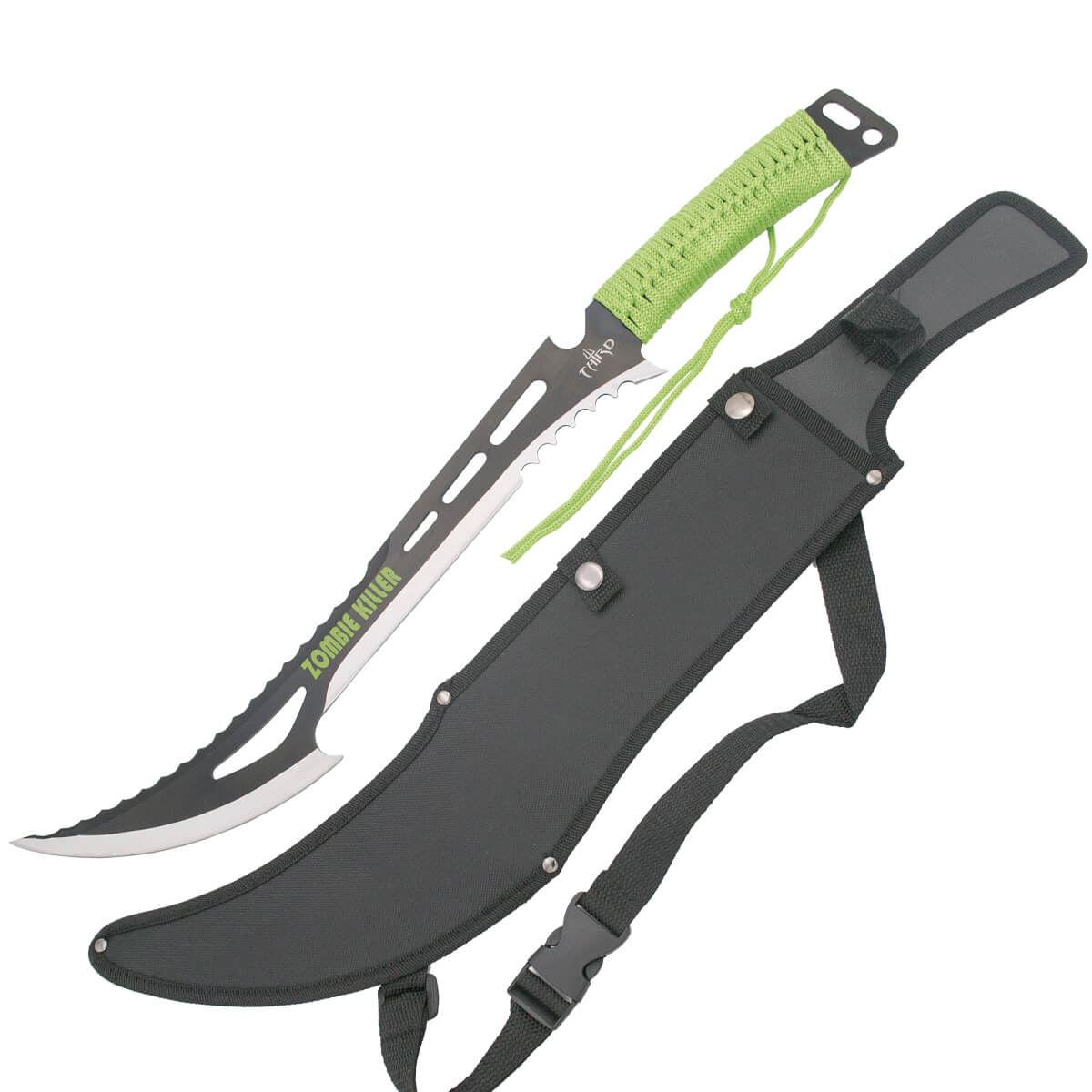 Machete Zombie Killer con hoja de 44 cm y puño de color verde