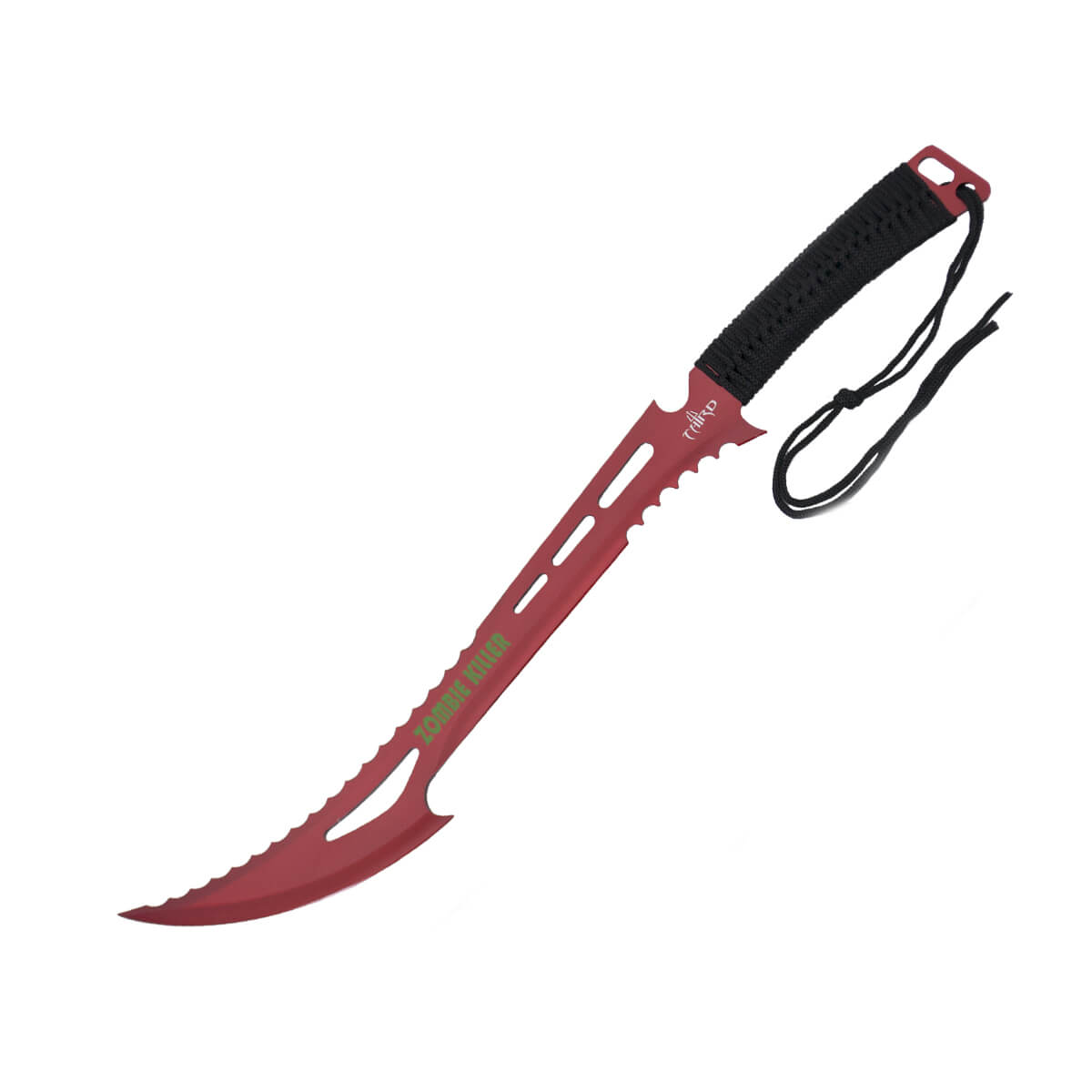 Machete Zombie Killer con hoja roja de 44 cm y puño de color neg...