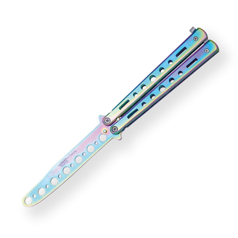 Navaja de entrenamiento sin filo con mango de aluminio rainbow