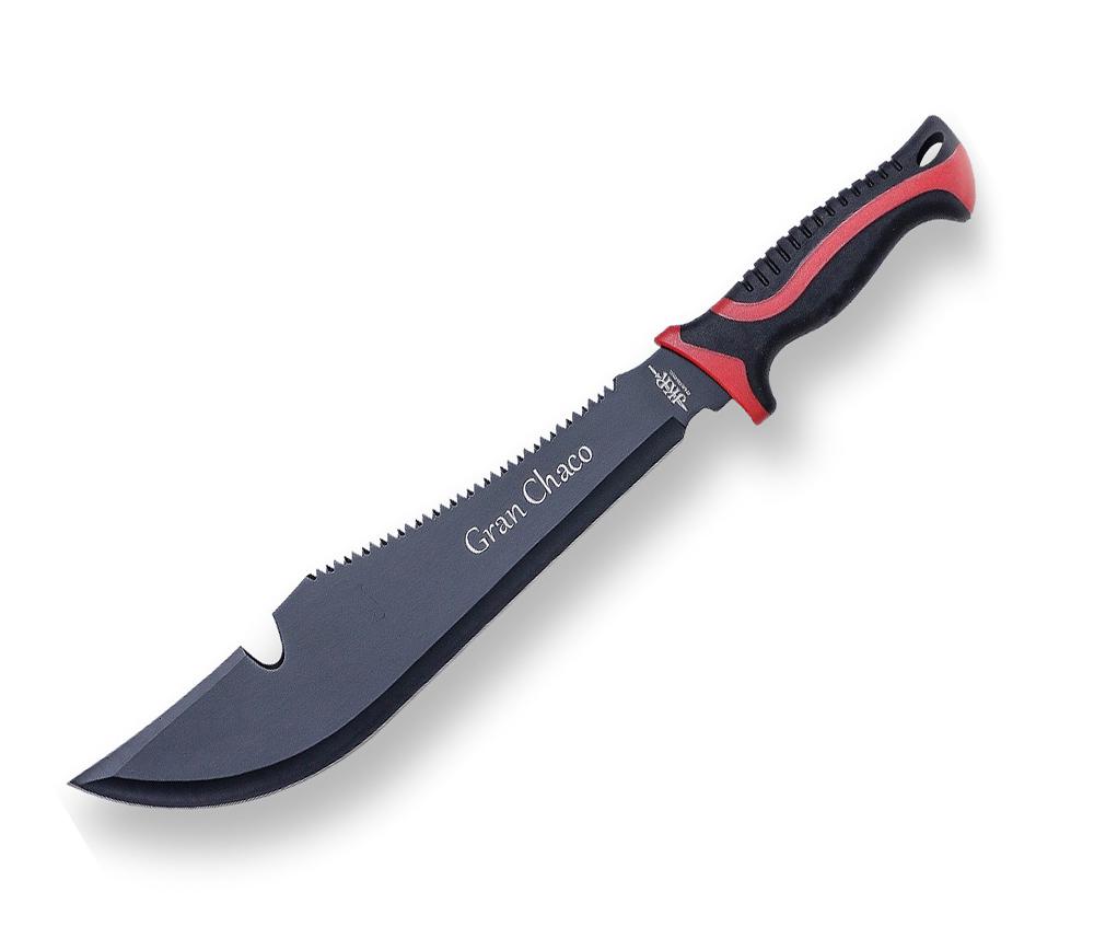 Machete Gran Chaco con hoja ancha de 33 cm y mango de goma negra ...