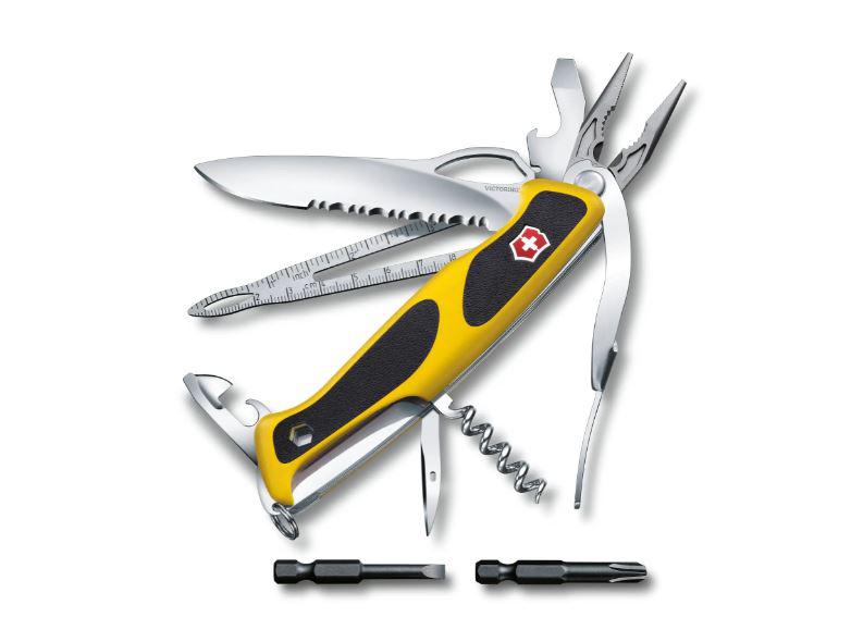 Navaja de bolsillo Victorinox Ranger Grip Boatsman negra y amaril...
