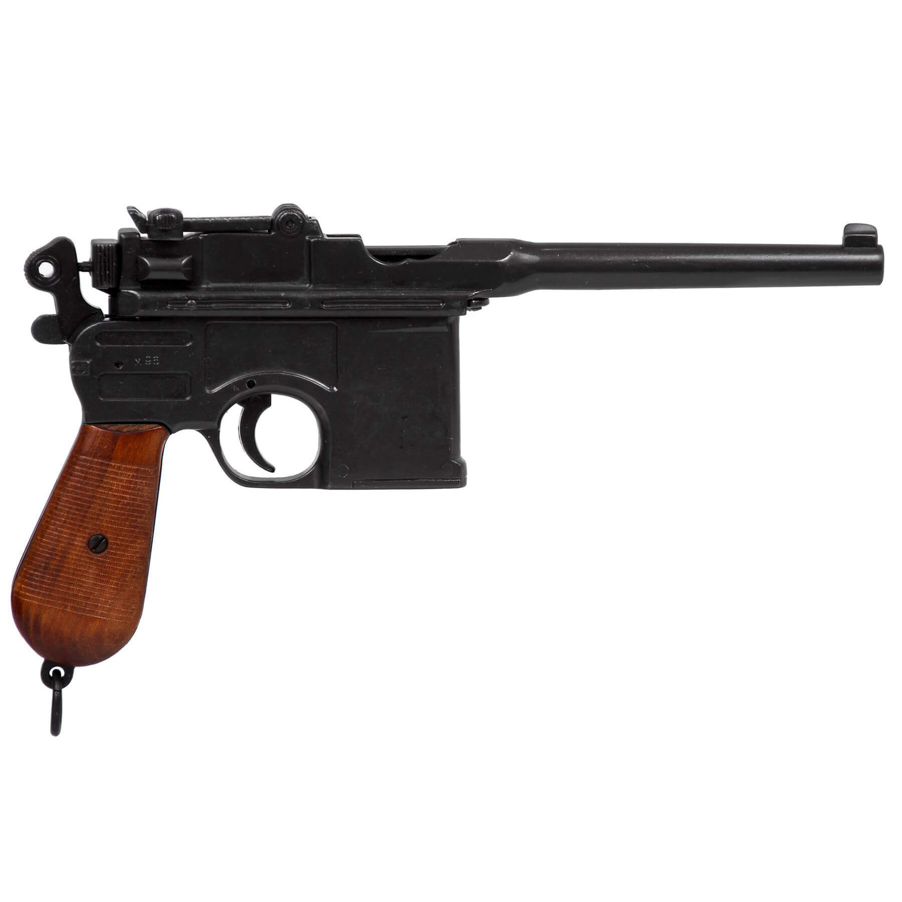 Pistola C96, Alemania 1896 fabricada en metal con cachas de madera
