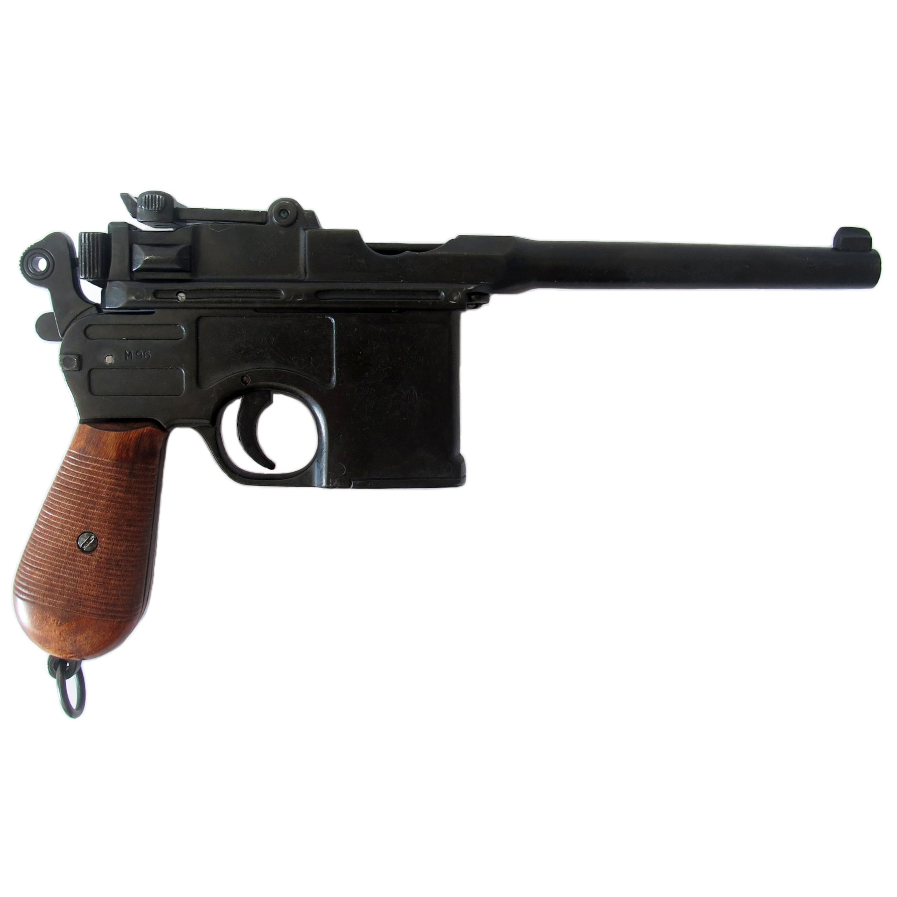 Pistola C96, Alemania 1896 fabricada en metal con cachas y funda-culata de madera