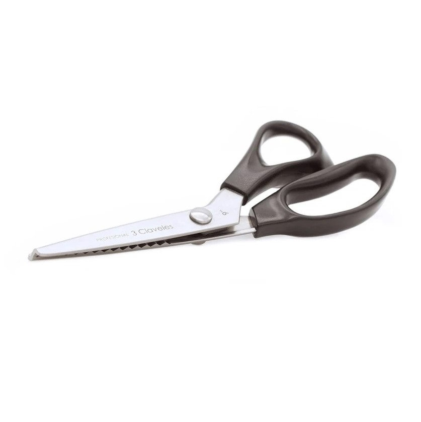 Tijeras zig zag profesionales de 23 cm con mango de nylon negro 3 Claveles