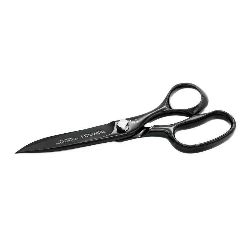 Tijeras de alto rendimiento de 20 cm de PVD nitruro de titanio negro con filo microdentado 3 Claveles