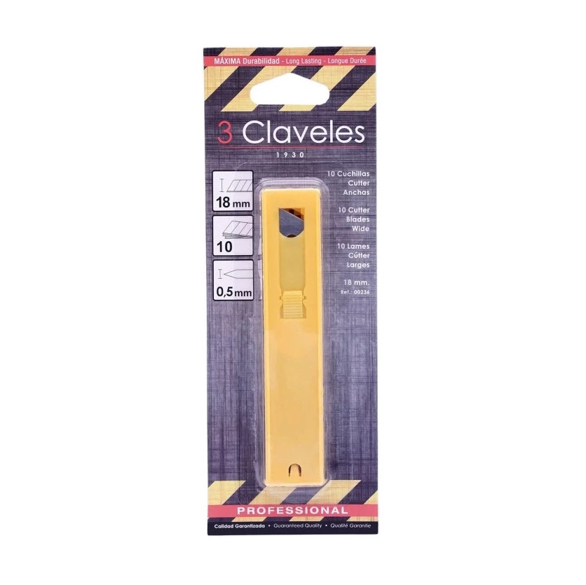 Pack de 10 cuchillas para cutter profesional de 18 mm 3 Claveles