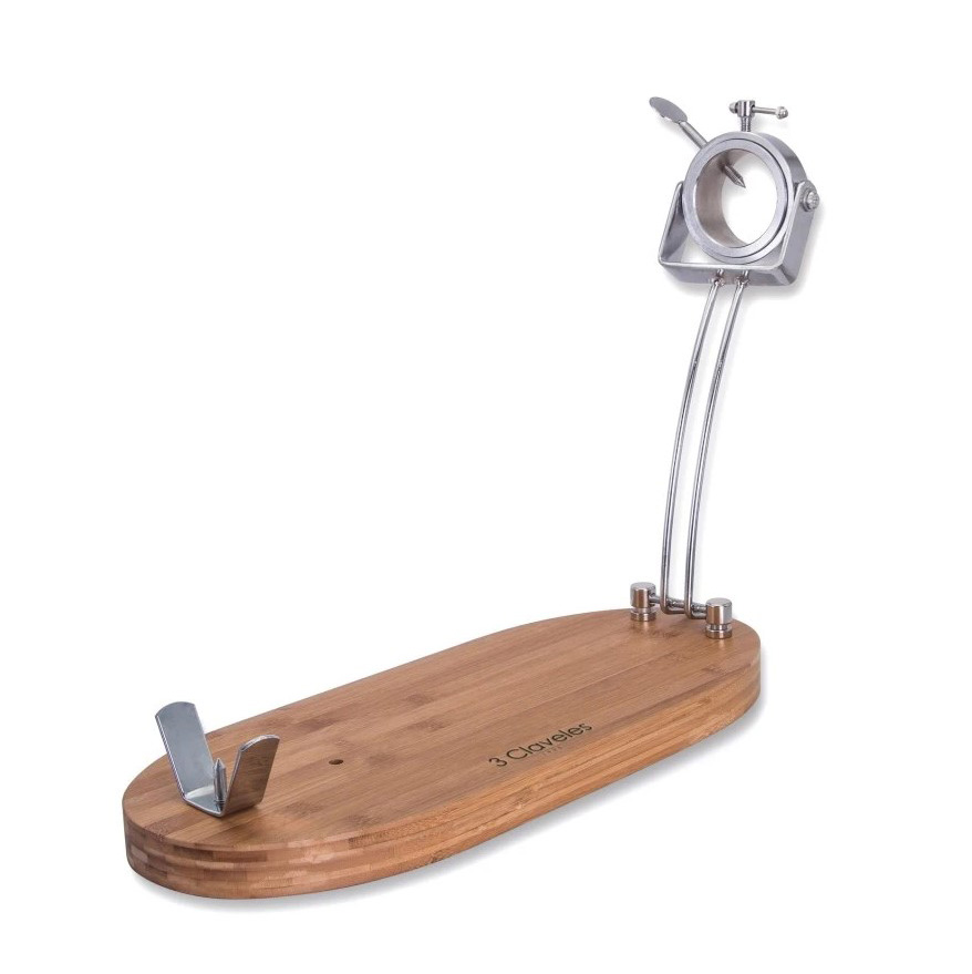Soporte jamonero giratorio plegable de madera de bambú y acero i...