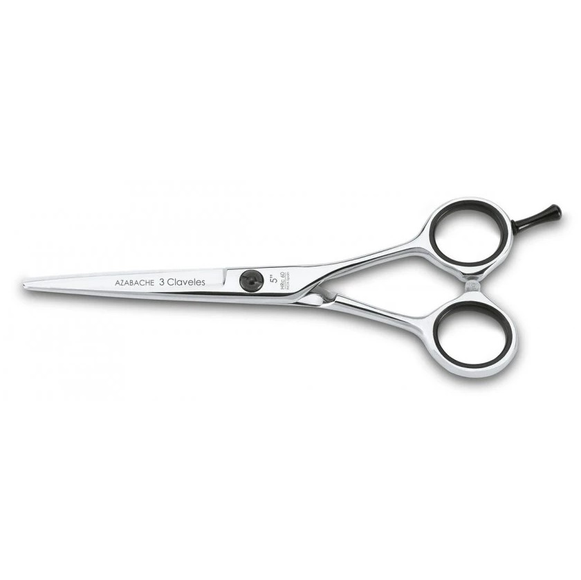 Tijera de peluqueria Azabache 5" con filo navaja 3 Claveles