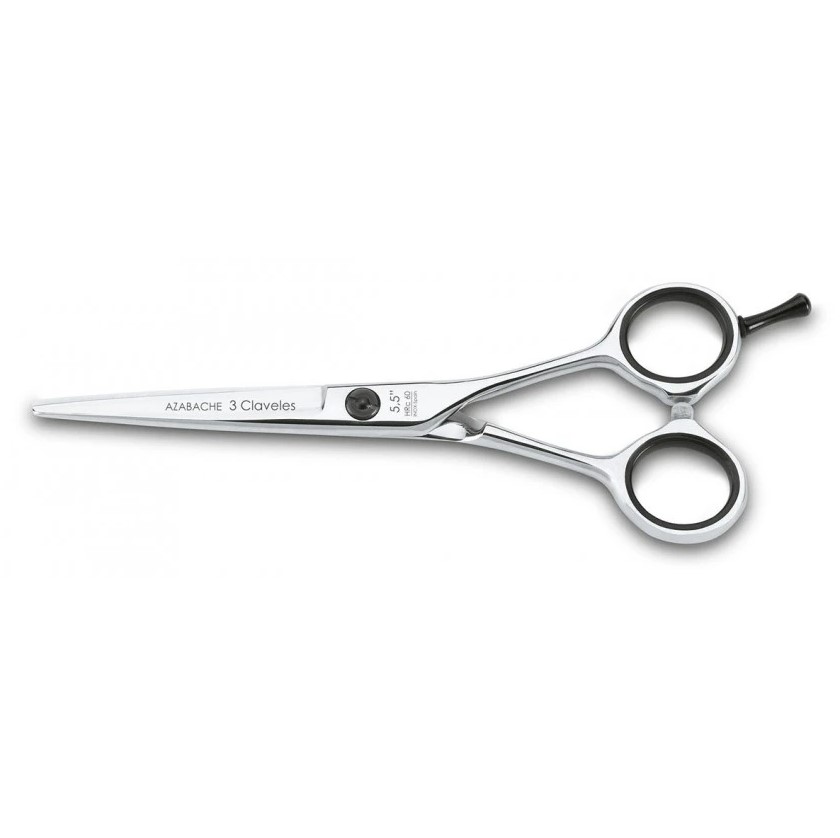 Tijera de peluqueria Azabache 5.5" con filo navaja 3 Claveles