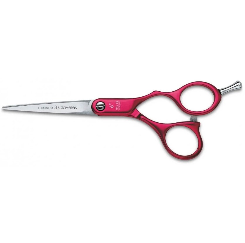 Tijera peluquero Duraluminium 6" con filo suave 3 Claveles