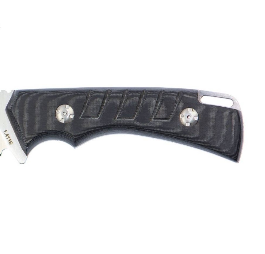 Muela Crusader cuchillo táctico y bushcraft con mango de micarta negra y funda kydex