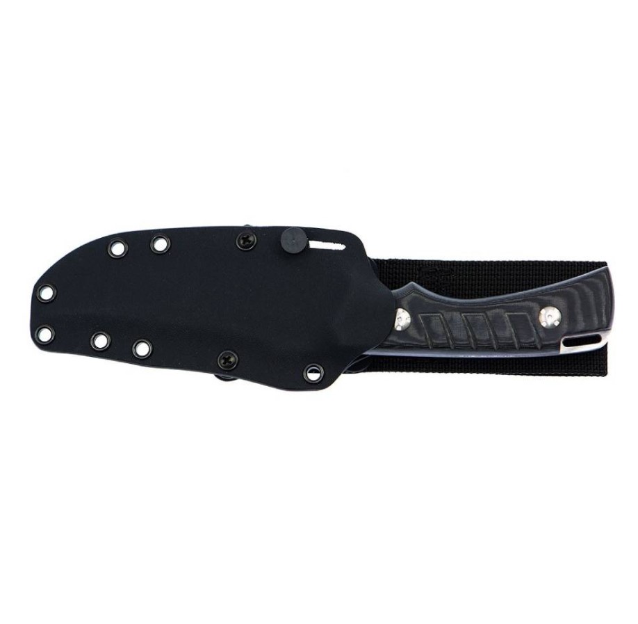 Muela Crusader cuchillo táctico y bushcraft con mango de micarta negra y funda kydex