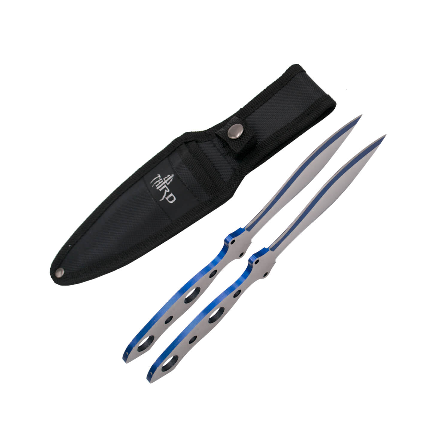 Set de dos cuchillos lanzadores con filo de color azul de 23 cm H7119BL