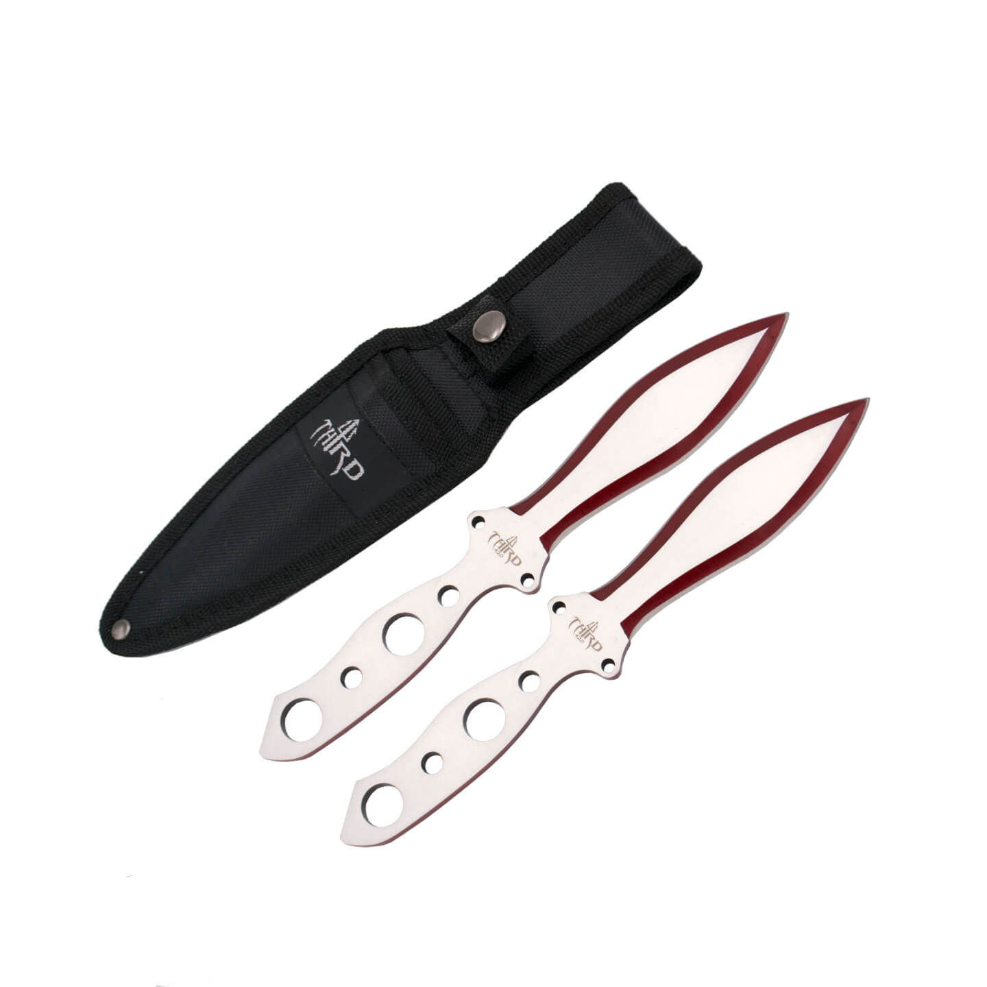 Set de dos cuchillos lanzadores con filo de color rojo de 23 cm H...