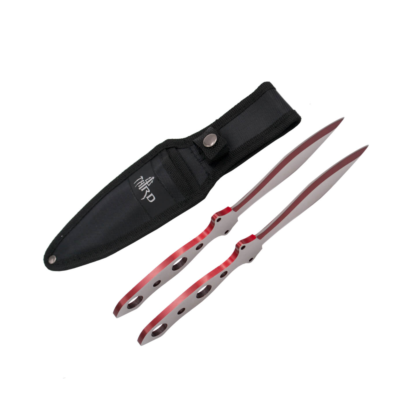 Set de dos cuchillos lanzadores con filo de color rojo de 23 cm H7119RD