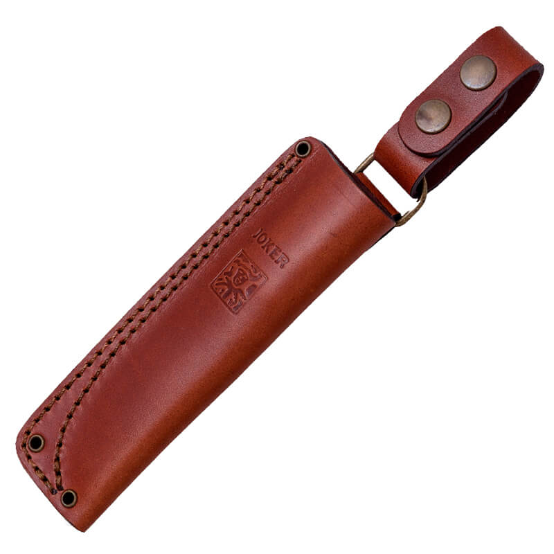 Cuchillo bushcraft Joker BS9 Ember con mango de madera de nogal y hoja de Sandvik 14C28N