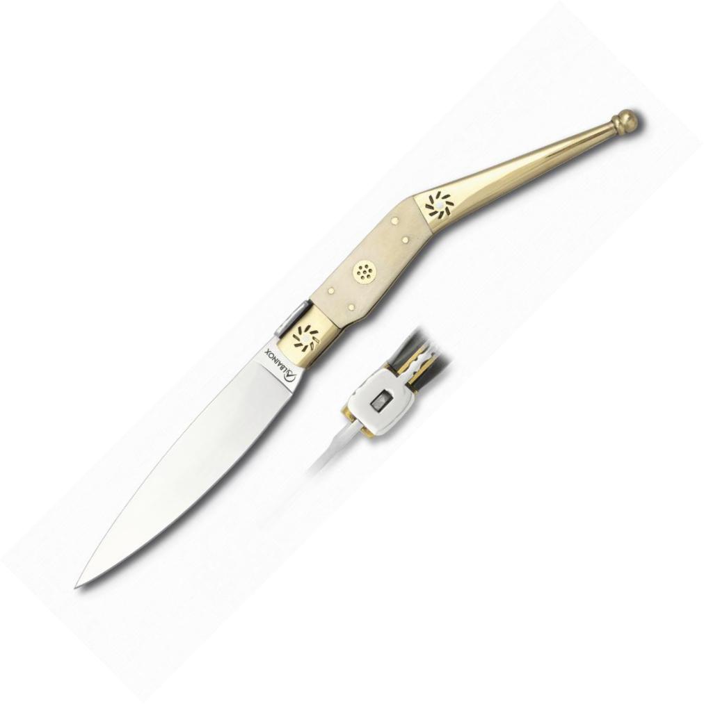 Navaja catalana de latón y hueso con hoja de 11.6 cm