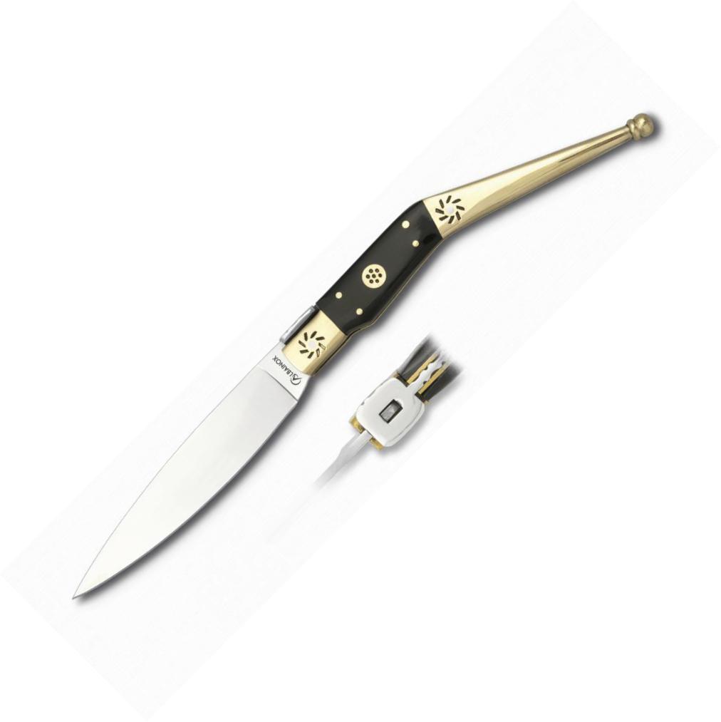 Navaja catalana de latón y asta de toro con hoja de 11.6 cm