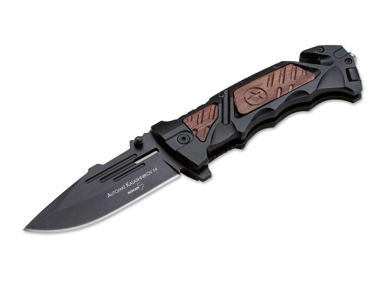 Boker Plus Kalashnikov AK-14 con mango de aluminio y madera