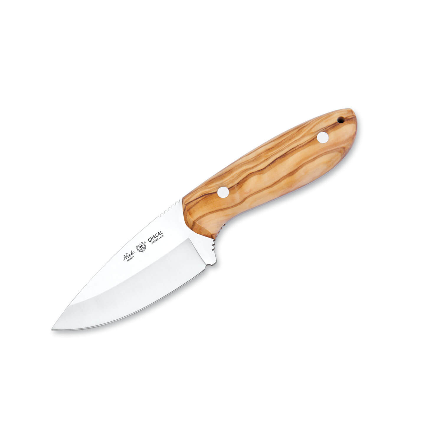 Cuchillo de caza Nieto Chacal con mango de madera de olivo y hoja...