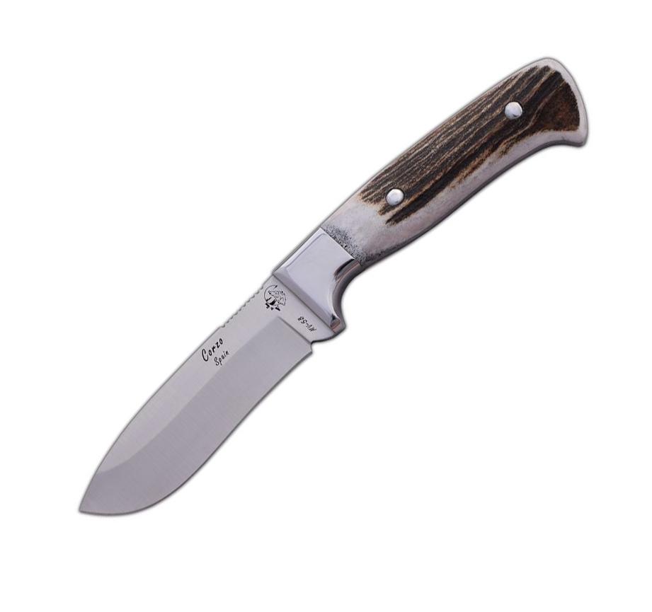 JV Corzo cuchillo de caza con mango de asta de ciervo