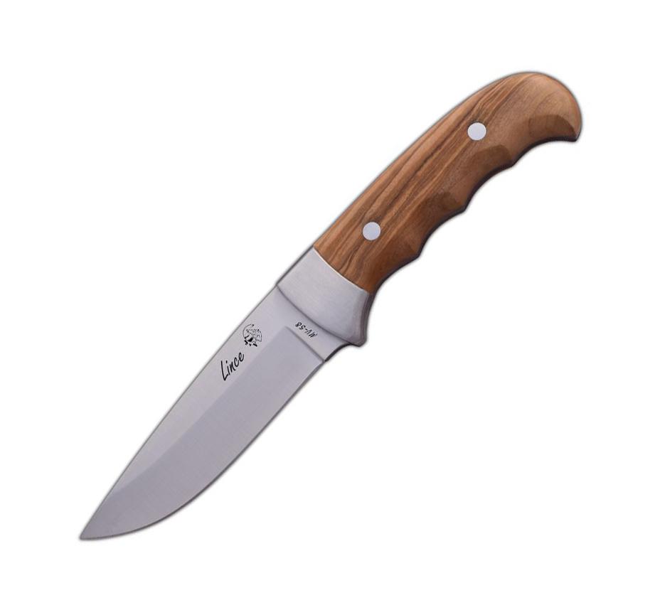 JV Lince cuchillo de caza con mango de madera de olivo y hoja de ...