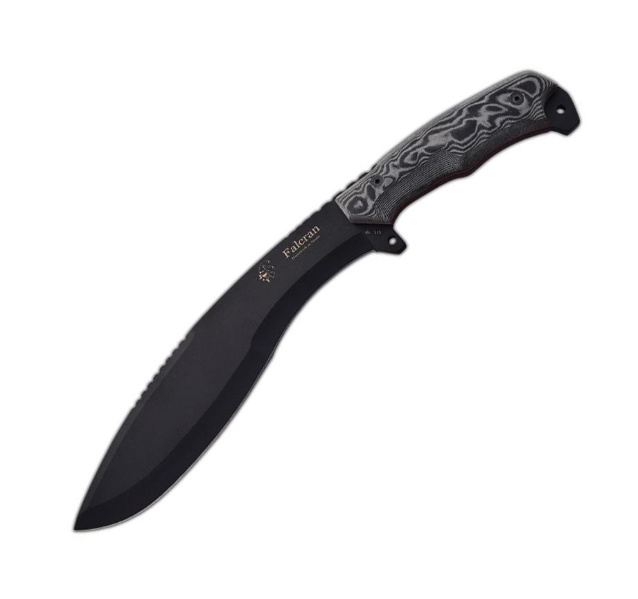 JV Falcran Machete táctico con mango de micarta negra y hoja neg...