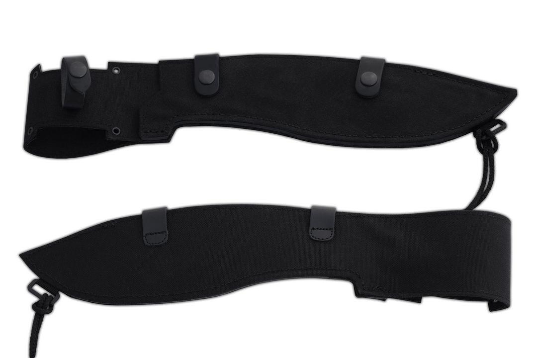 JV Falcran Machete táctico con mango de micarta negra y hoja negra