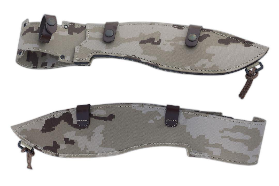 JV Falcran Machete táctico con mango de micarta camuflaje pixel árido y hoja negra