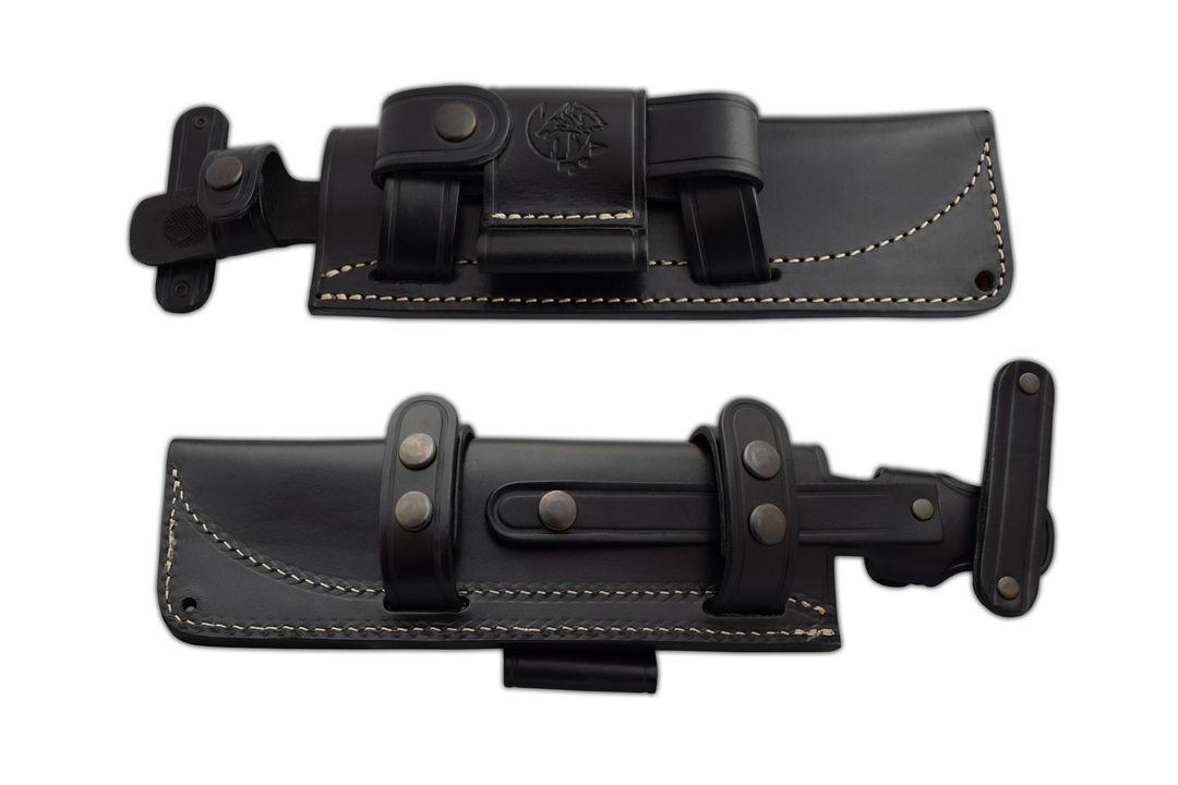 JV Dual Explorer con cachas de micarta negra y funda multiposición