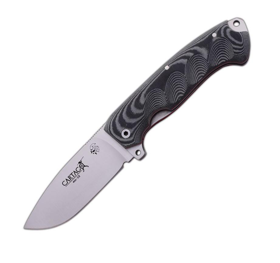 JV Navaja Cartago con mango de micarta negra y funda de cordura