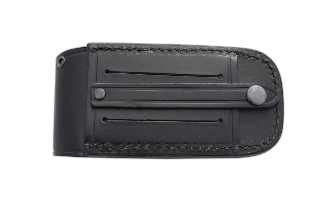 JV Navaja Cartago con mango de micarta negra y funda de piel