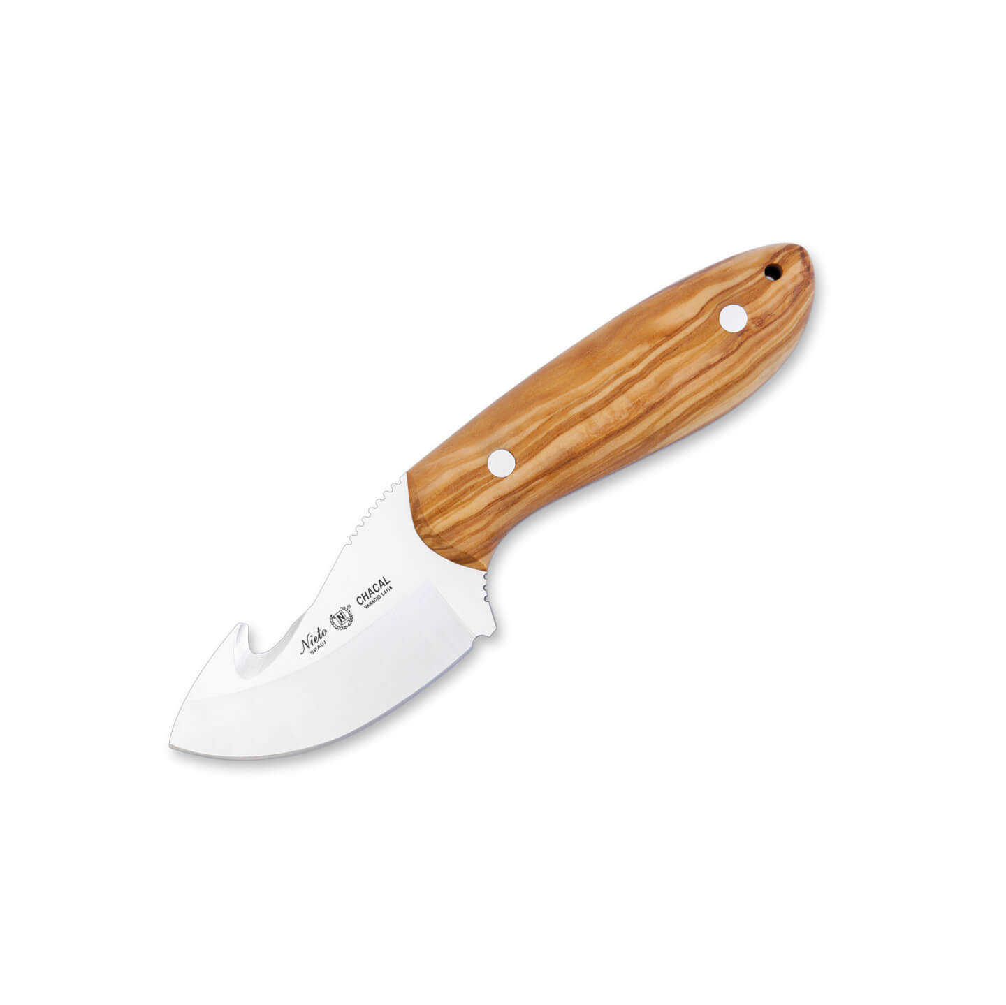 Cuchillo de caza Nieto Chacal con mango de madera de olivo y hoja...