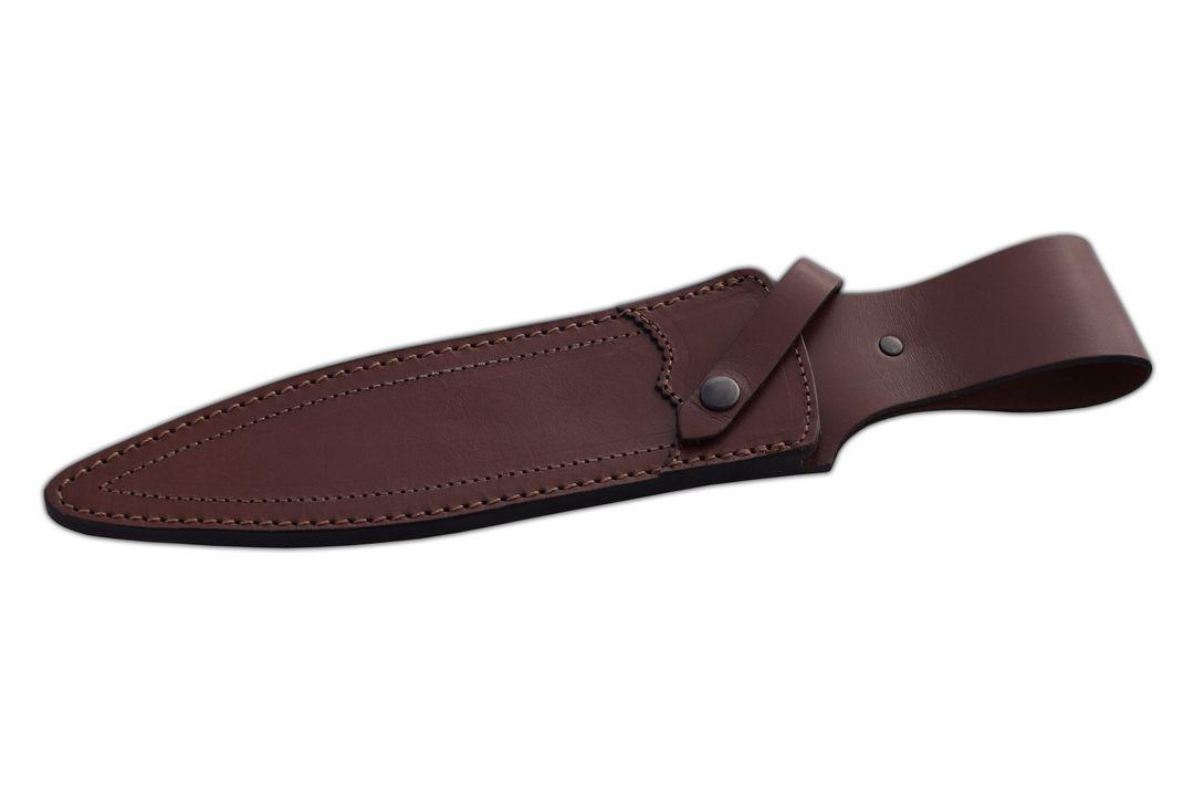 JV Montero Cuchillo de caza con mango de asta de ciervo y hoja de doble filo