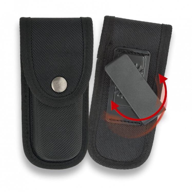 JV Raptor navaja bushcraft con hoja tracker y mango de micarta gris funda cordura
