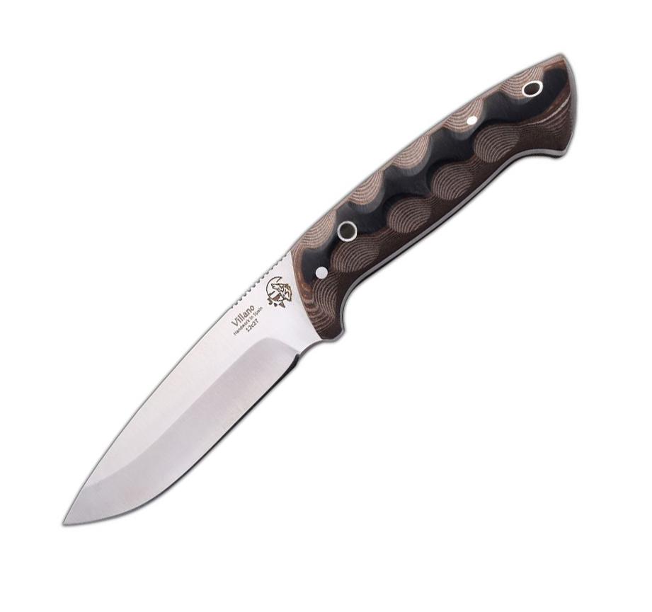 JV Villano cuchillo enterizo con hoja de acero 12C27 y mango de m...