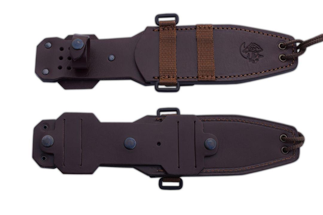 Cuchillo J&V Wolf con mango de madera de cocobolo y funda de piel