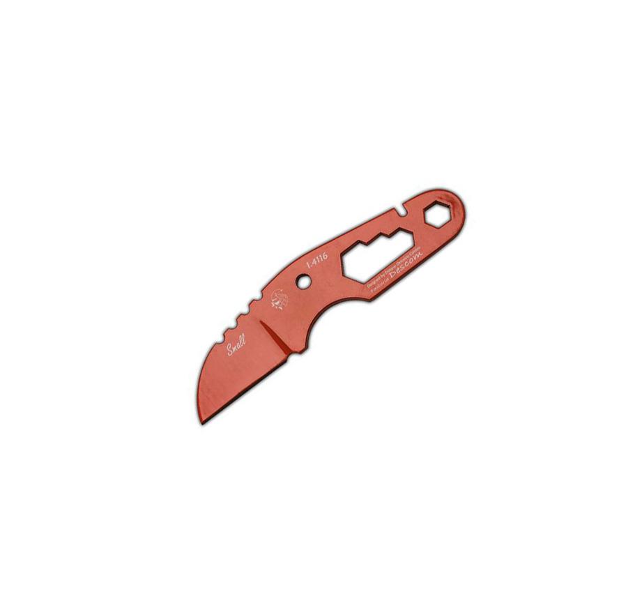 JV Small lacado naranja cuchillo con funda kydex para cuello