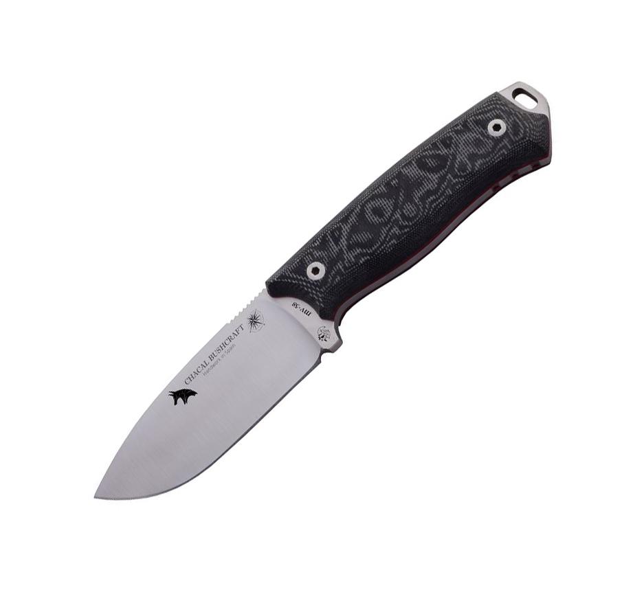 JV Chacal bushcraft cuchillo táctico con mango de micarta negra
