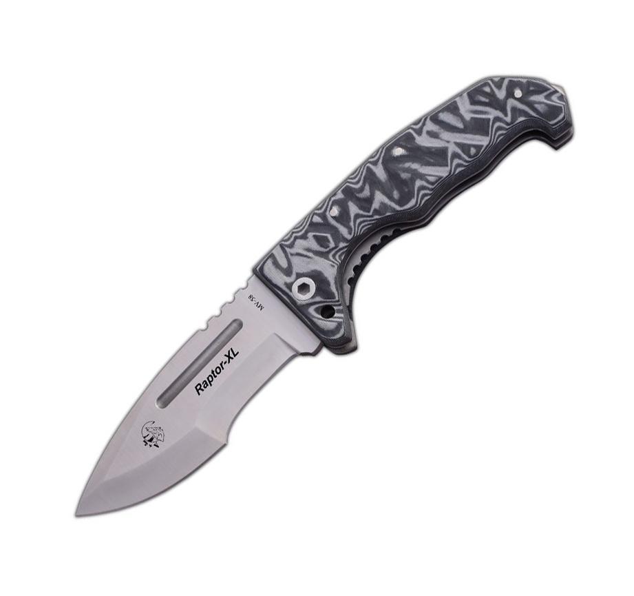 JV Raptor XL navaja bushcraft con hoja tracker y mango de micarta...