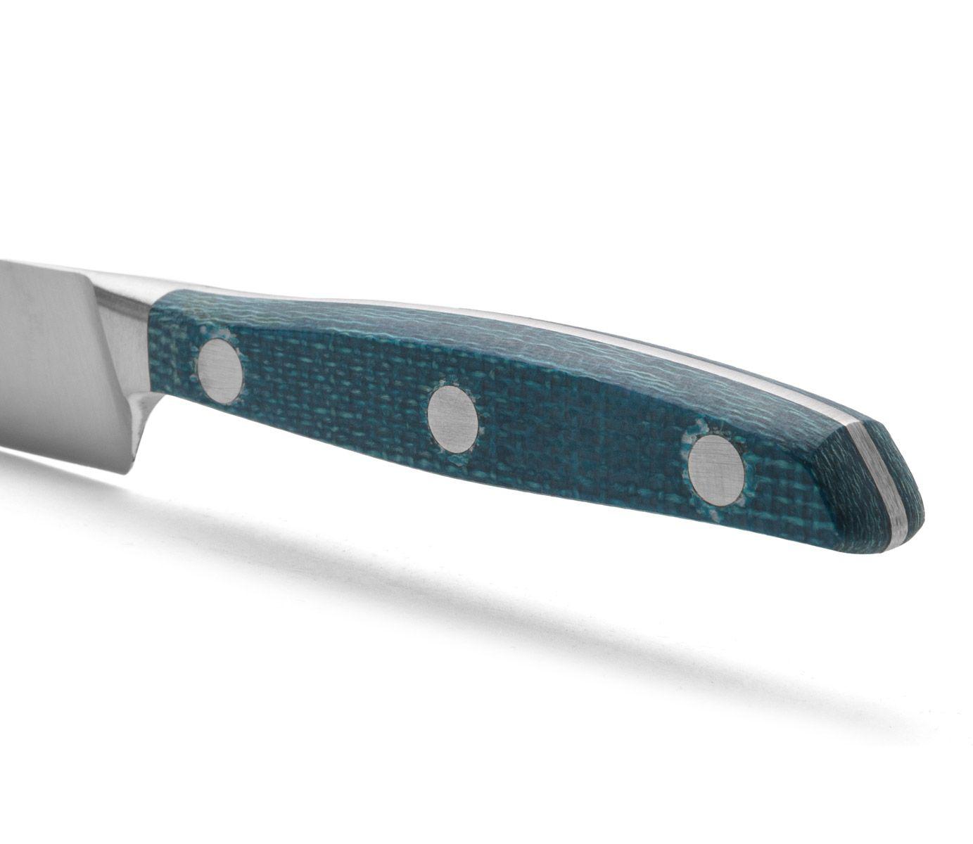 Cuchillo de verduras 130 mm Arcos Brooklyn con mango de micarta azul