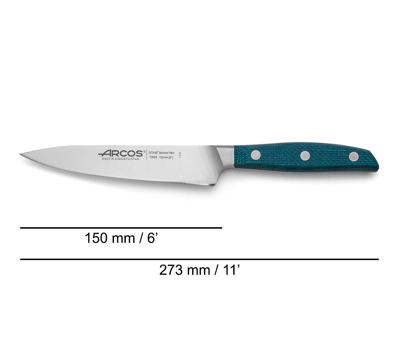 Cuchillo cocinero 150 mm Arcos Brooklyn con mango de micarta azul