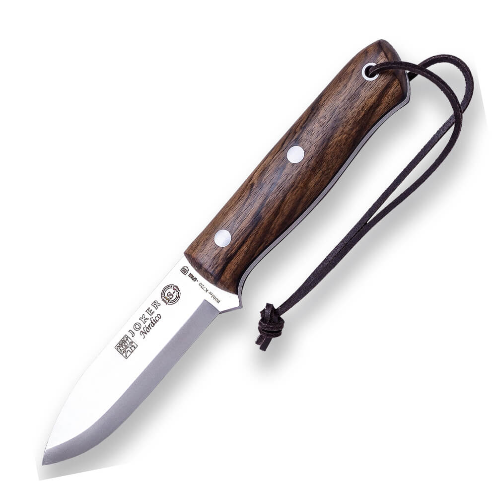 Cuchillo bushcraft BS9 Nórdico Joker con mango de madera de noga...