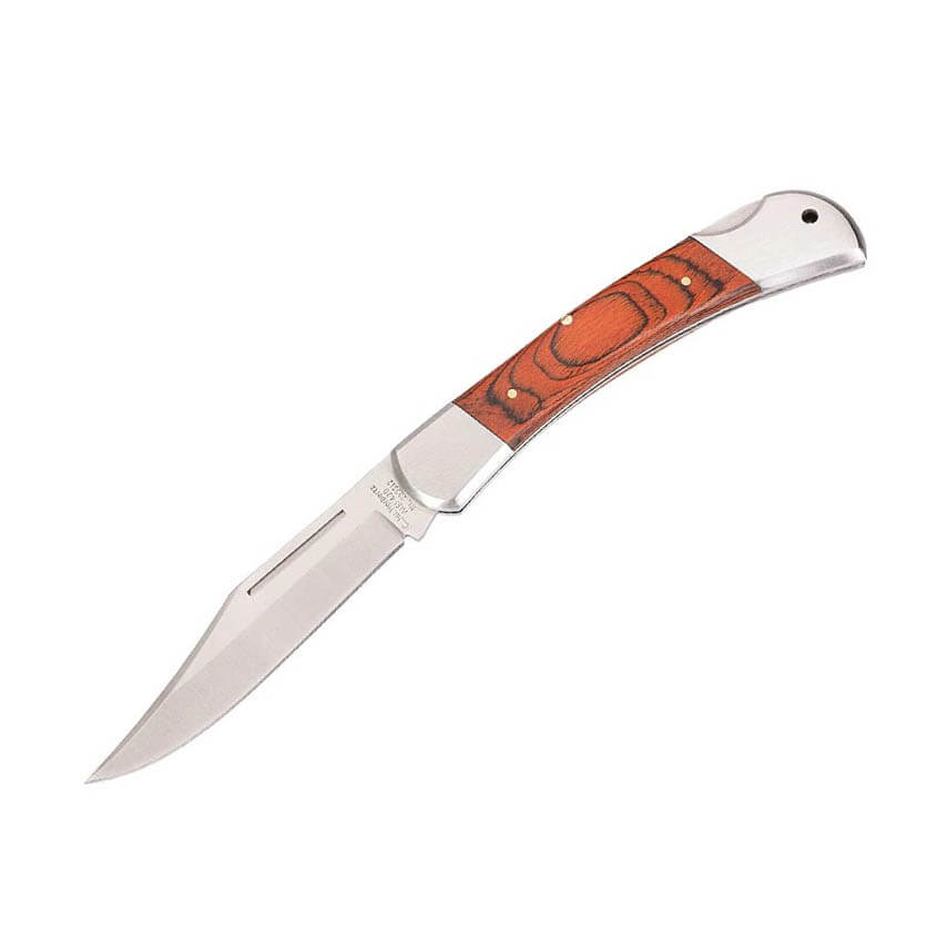 Couteau de chasse avec manche en bois de pakka et lame de 10 cm a...
