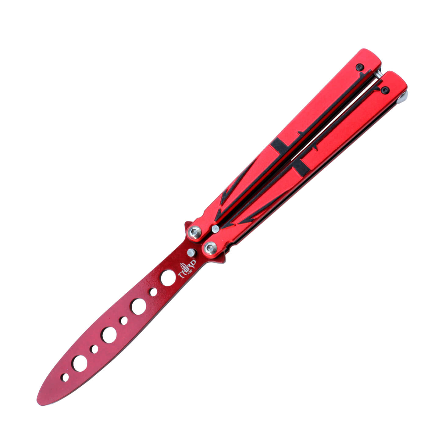 Black and red training butterfly knife with 12.6 cm blade K2805RD...